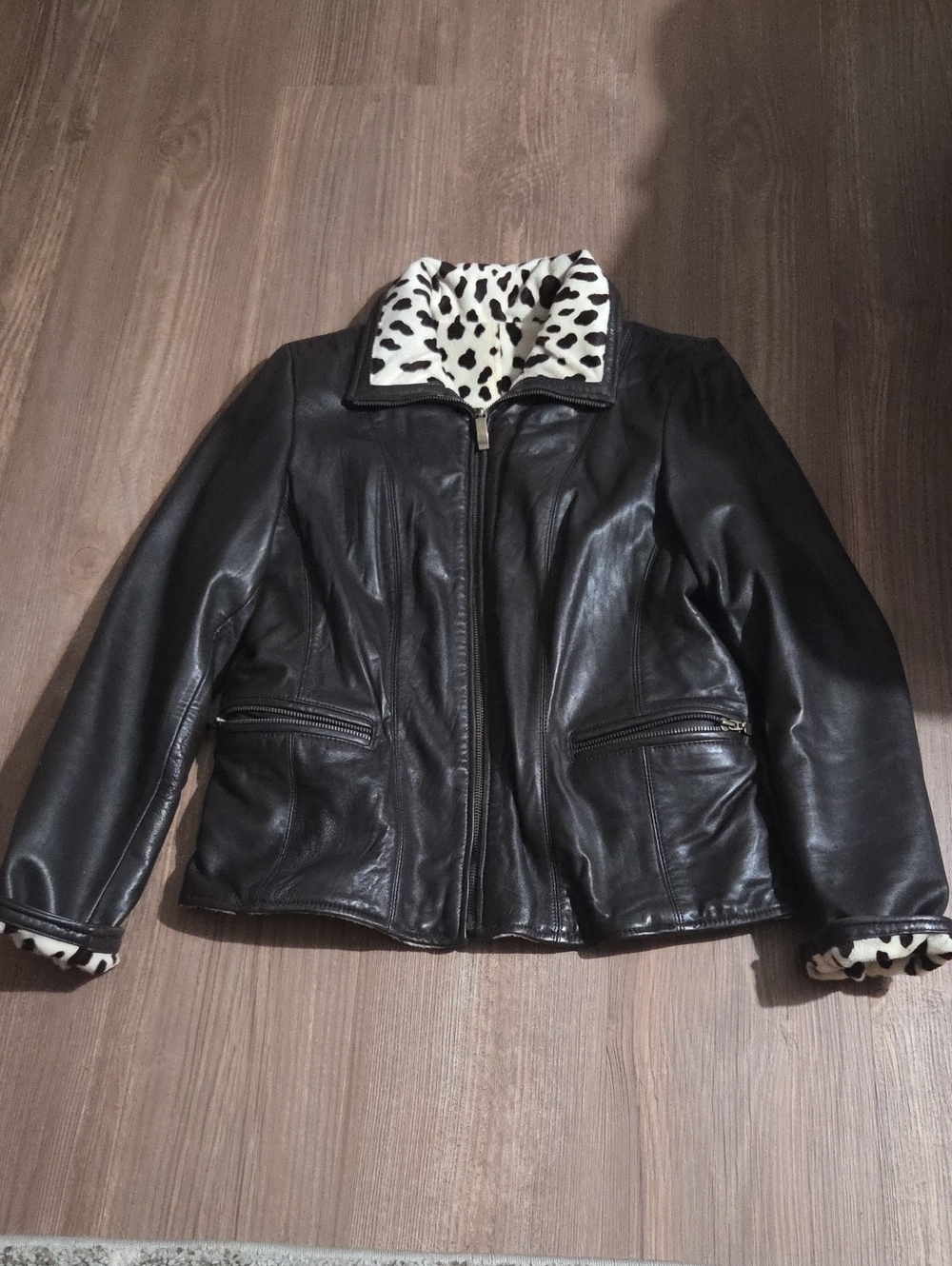 Women's Vintage Reversible Jacket with Dalmatian Print Lining